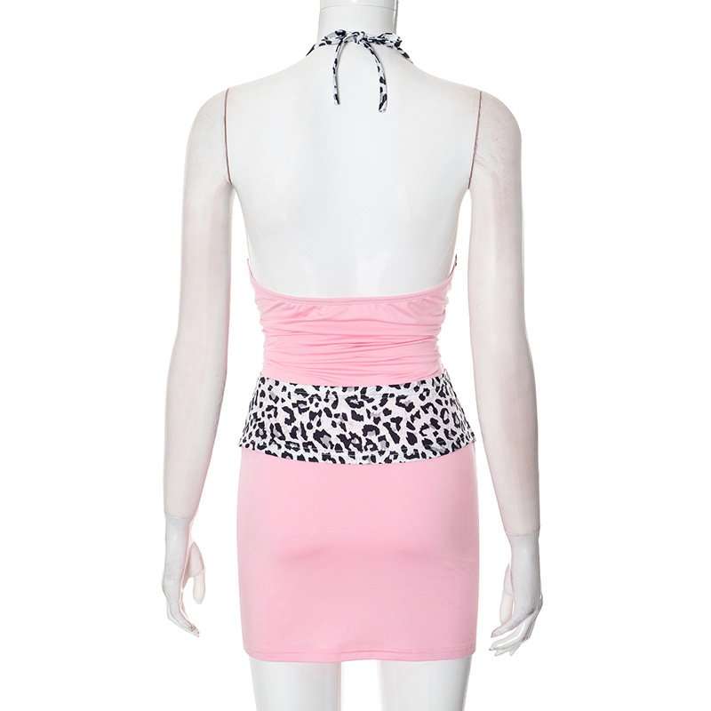 Halter Leopard Print Top and Shorts Set image 3