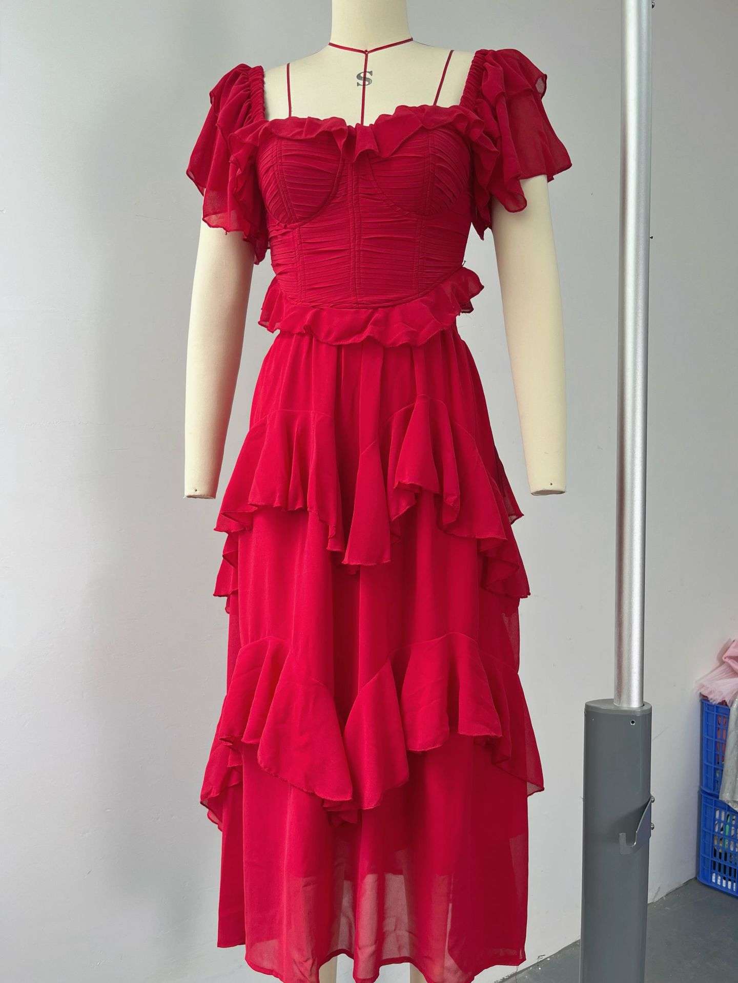 Ruffled Two-Piece Outfit - S, Red image