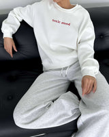 Relax Fit Crew Neck Printed Sweatshirt - M, Light Grey image