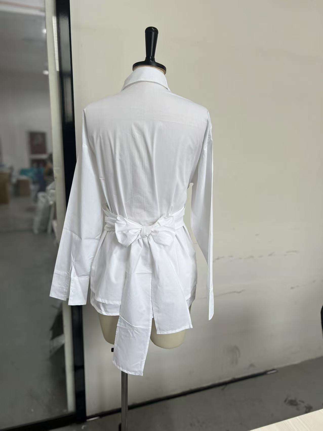 Button-Up Blouse with Peplum Detail image 3