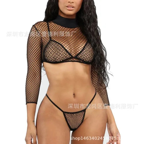 Sexy Net Swimwear Bikini 3pcs Set image 1