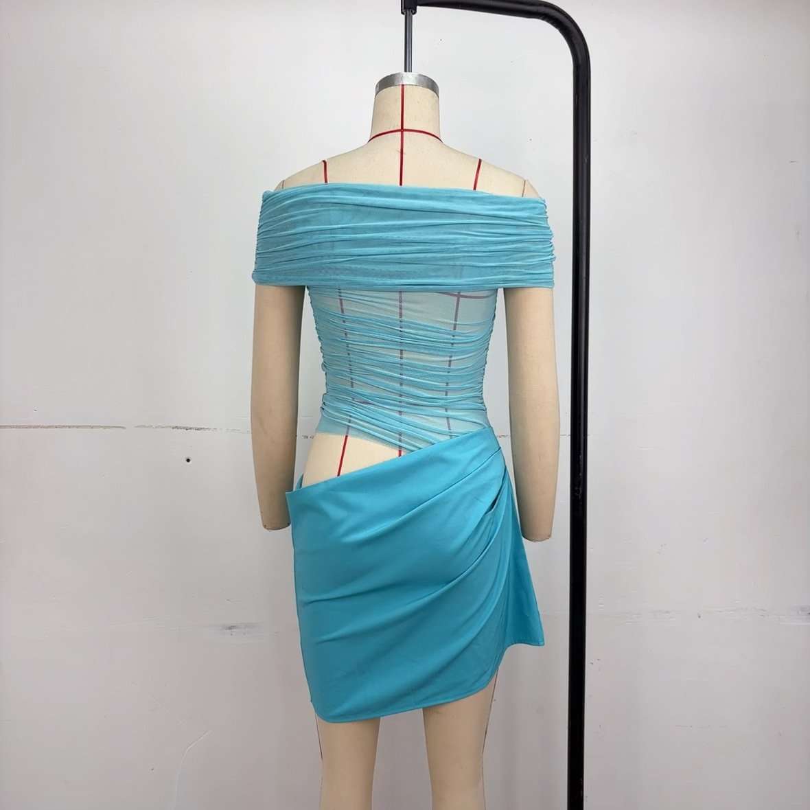 Ruched Mini Dress with Asymmetrical Draping image 6