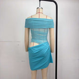 Ruched Mini Dress with Asymmetrical Draping image 6