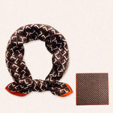 Geometric Print Scarf with Contrast Border - Free Size, Brown image