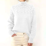 High Neck Solid Elastic Pullover Sweater image 4