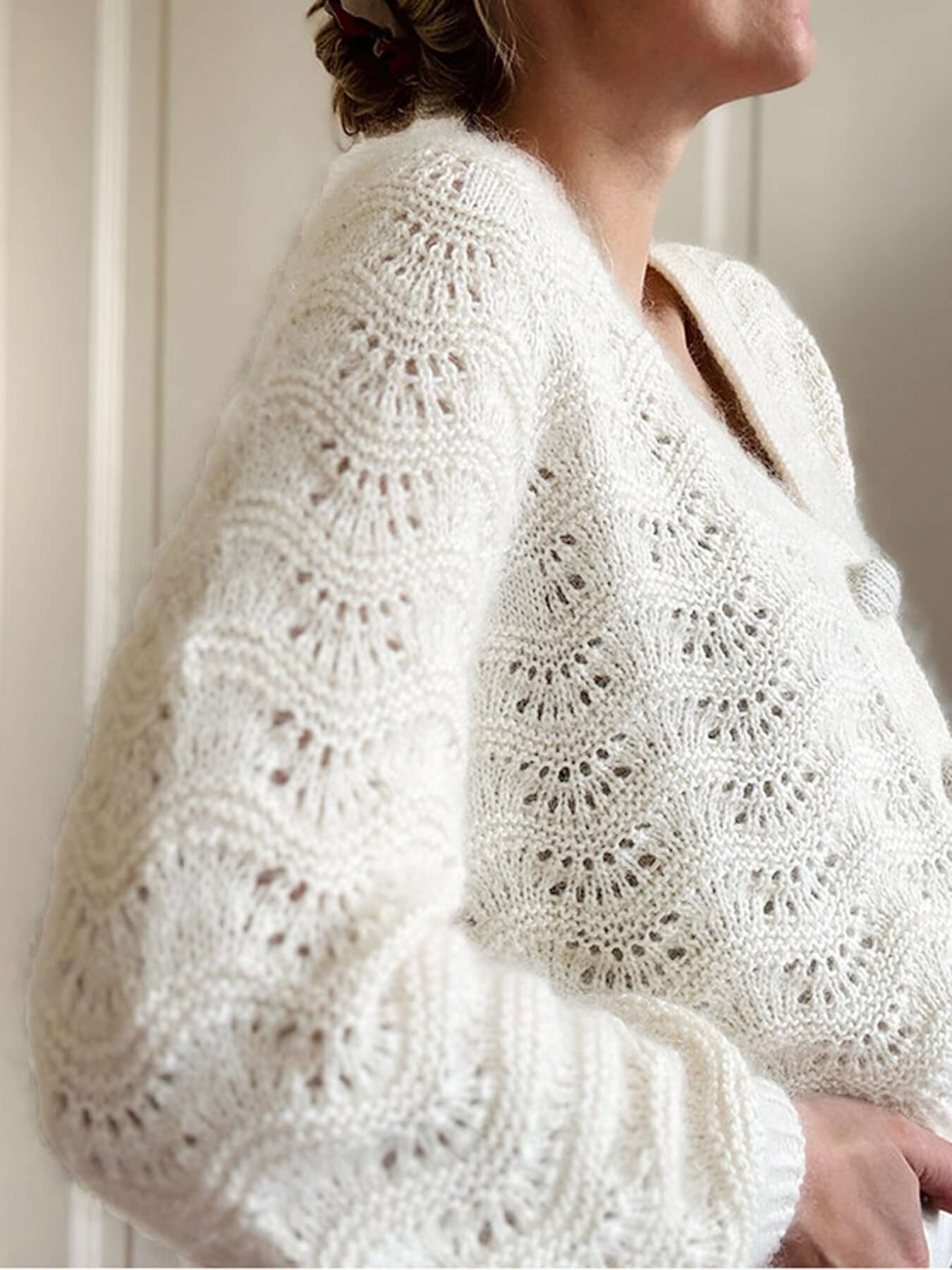 Elegant Crochet Button-Up Sweater image 2
