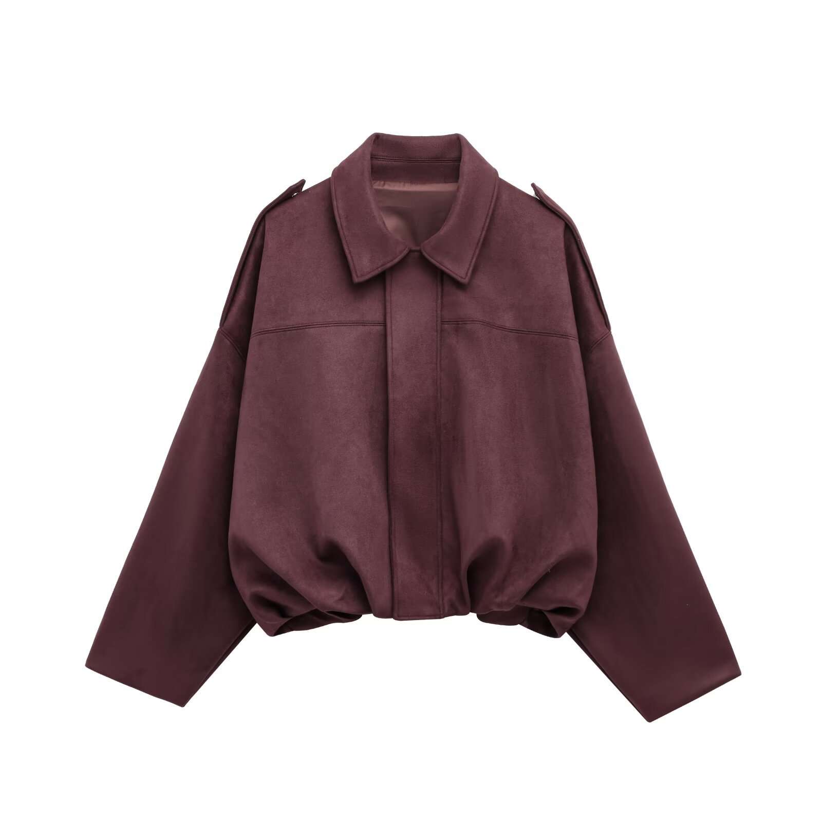 Vintage-Inspired Oversized Jacket - S, Maroon Red image