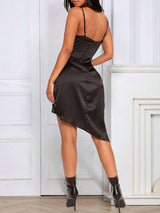 Black Asymmetrical Slip Dress image 2