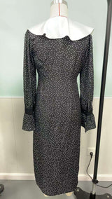 Black Polka Dot Dress with Ruffled Collar image 5