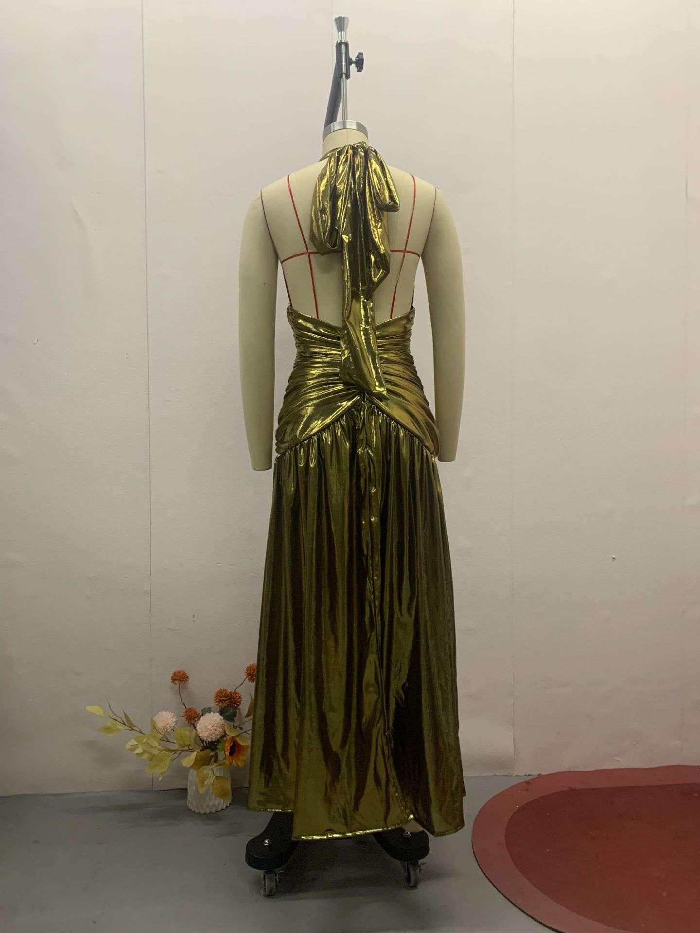 Glamorous Metallic Slit Evening Gown image 3