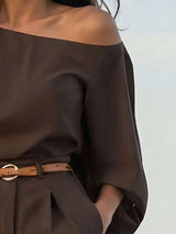 Off-the-Shoulder Brown Set image 4