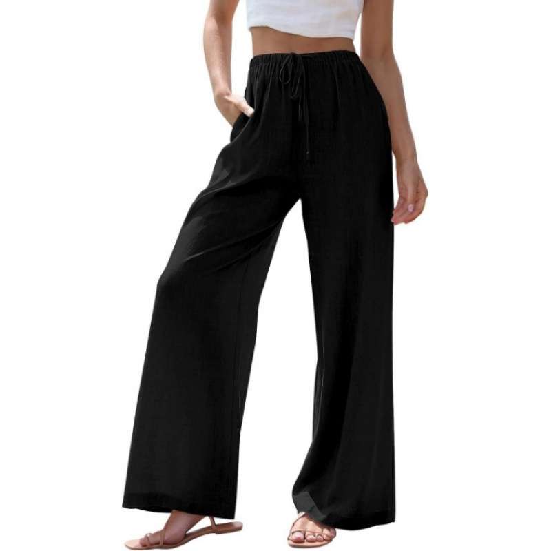 Wide-Leg Pants - L, Black image