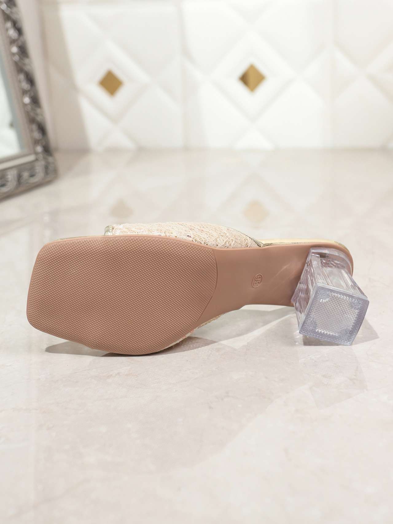 Lace Open-Toe Block Heel Sandals image 9