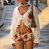 Ruffled Long Sleeve Crop Top image 4