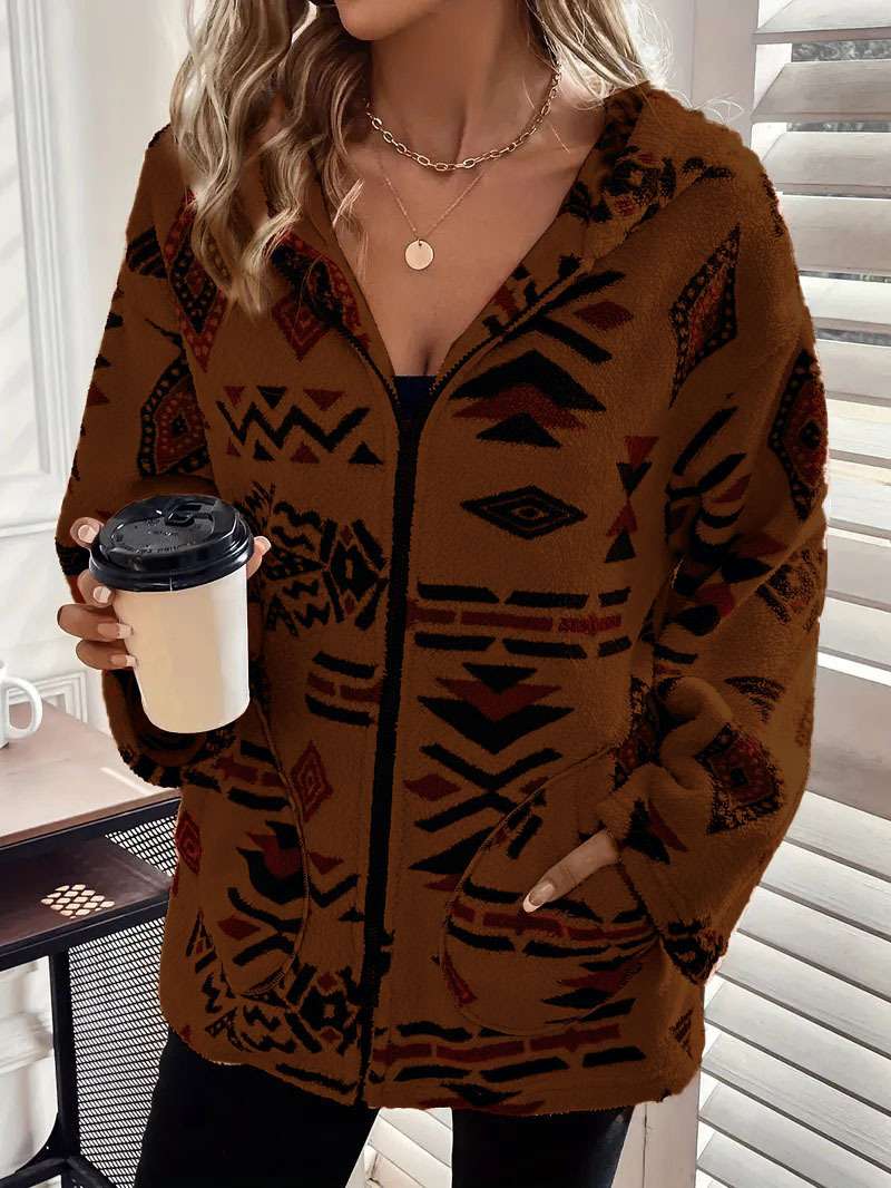 Bohemian-Inspired Patterned Zip-Up Jacket image 3