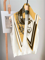 Scarf with Carriage Print in Gold and Black - Free Size, Multi Yellow image