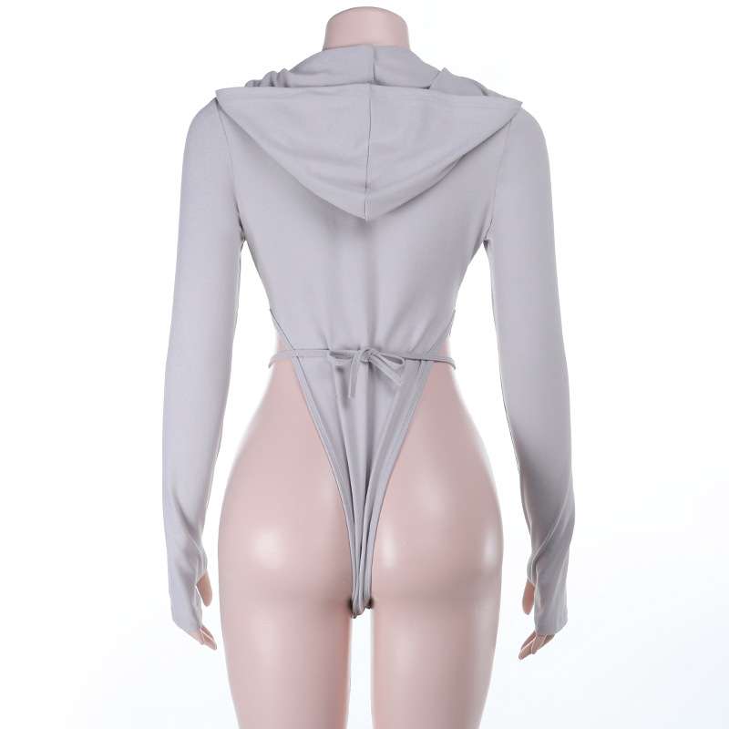 Chic Cut-Out Bodysuit with Hood image 6