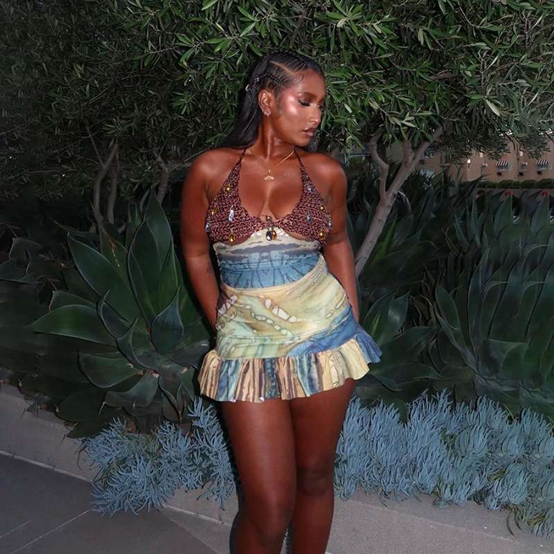 Tie-Dye Cropped Top & Ruffled Mini Skirt image 6