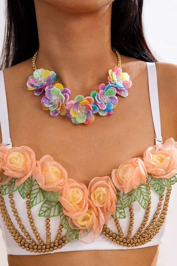 Floral Necklace with Pearl Accents image 0