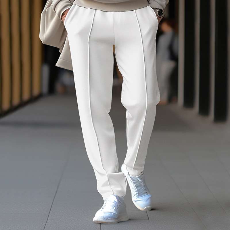 Mens Solid Sweatpants Joggers Trousers - M, White image