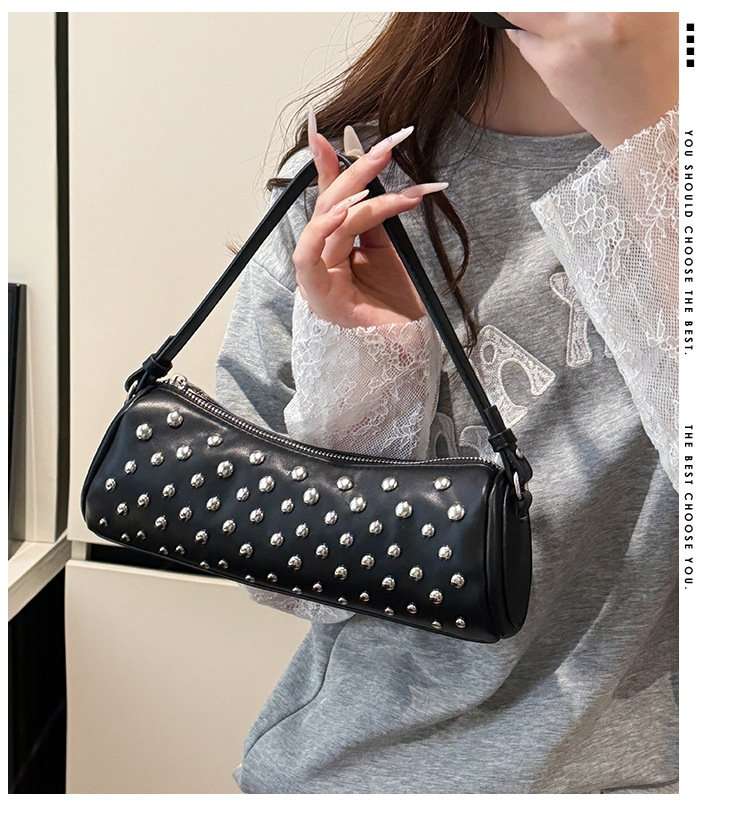 Stylish Shoulder Bag with Silver Studded Detailing image 0