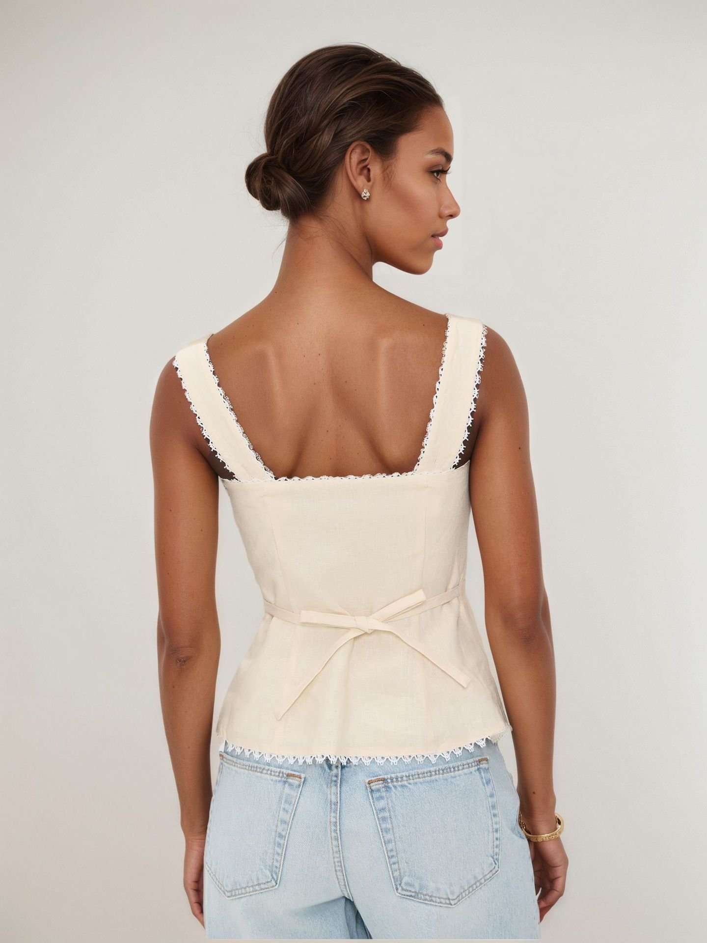 Crochet-Trim Button-Front Top image 2