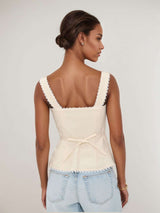 Crochet-Trim Button-Front Top image 2