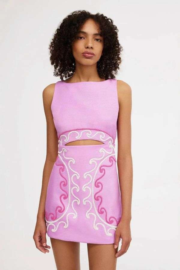 Cut-Out Mini Dress - M, Pink image