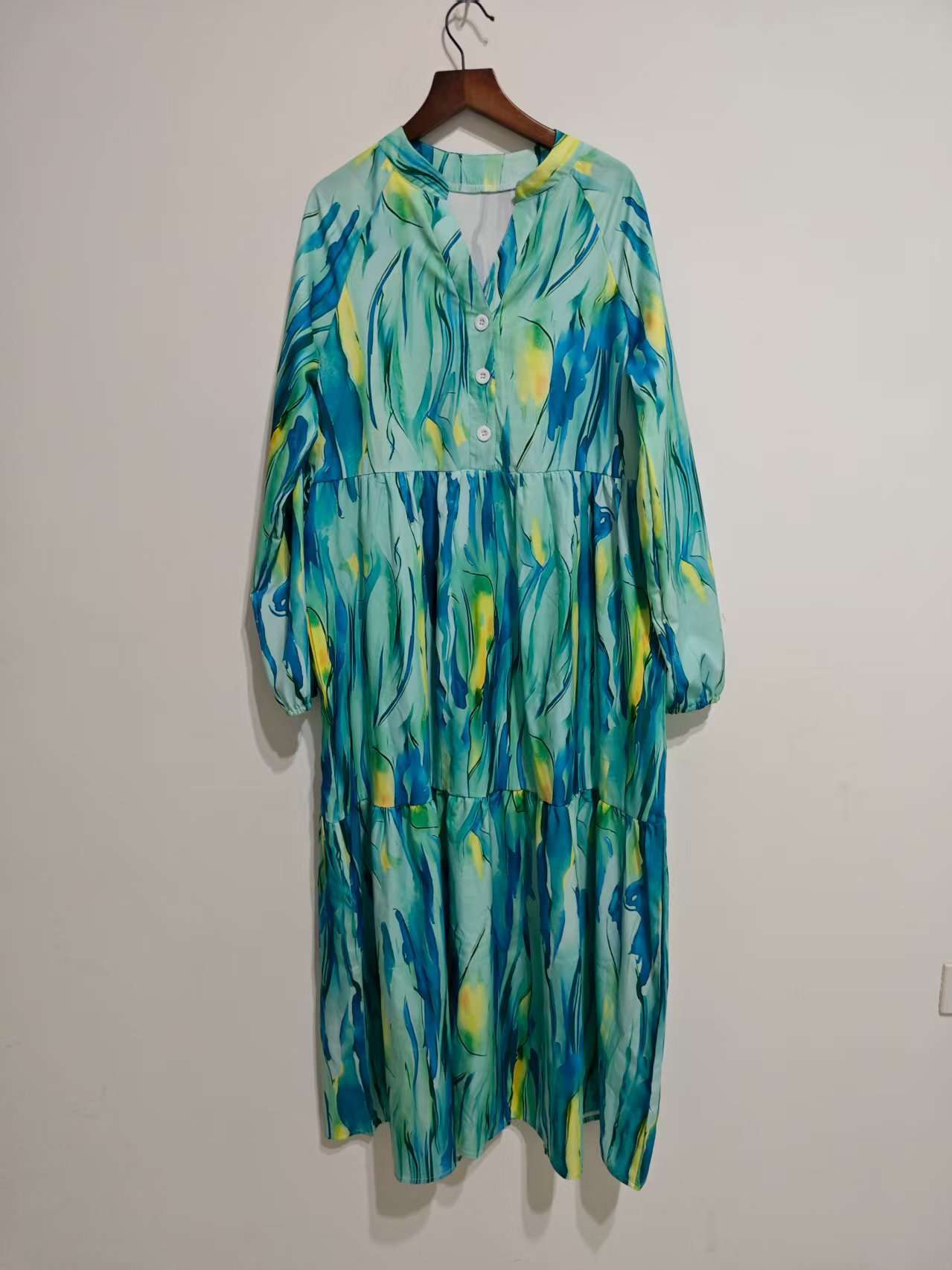 Abstract Print Maxi Dress with Tie Waist image 5