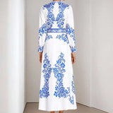 Retro Printed Long Sleeve Maxi Dress image 3