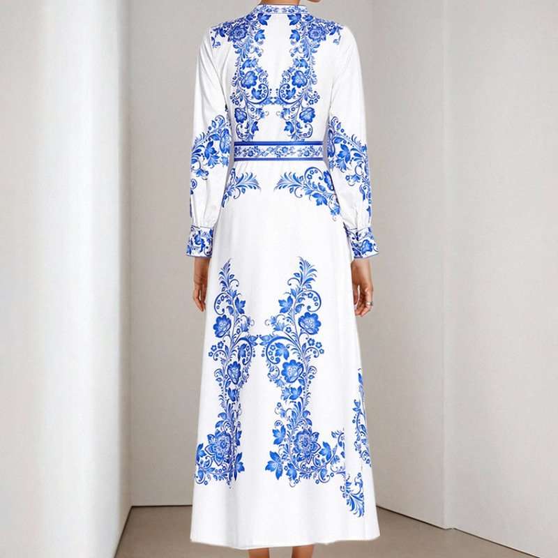 Retro Printed Long Sleeve Maxi Dress image 3