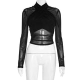 Sheer Long-Sleeve Crop Top image 6