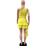 One-Shoulder Ruffle Crop Top & Skirt Set image 5