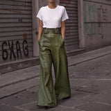 Fashion Faux-Leather Wide Leg Pants image 1