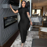 Sleek Short-Sleeve Bodycon Maxi Dress image 1