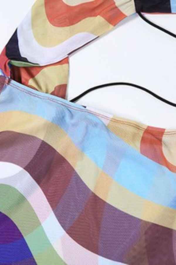 Sexy Multicolor Mesh Asymmetric Bikini Cover Up Dress image 8