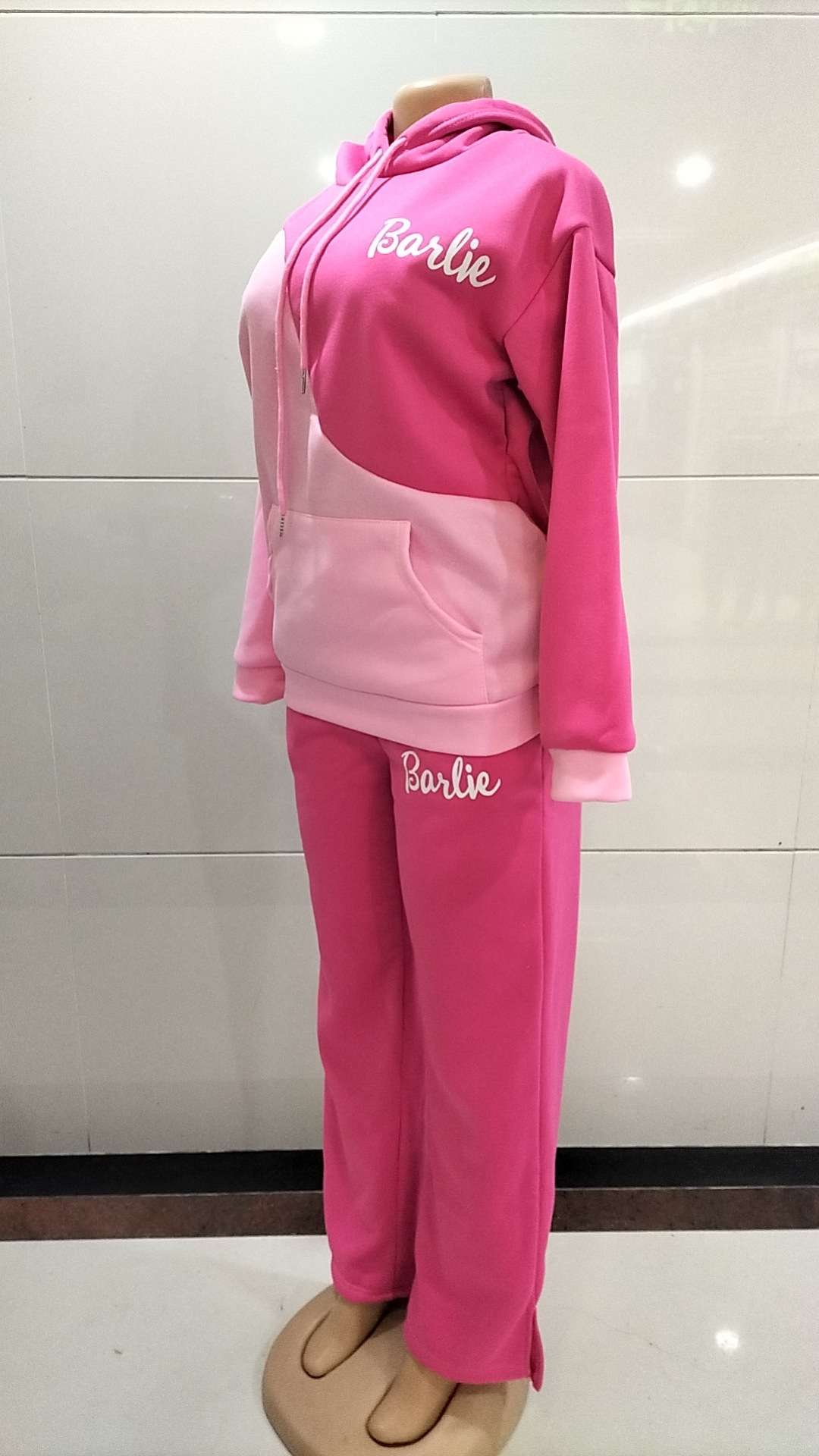 Contrast Color Casual Hoodies Sweatpants Set image 4