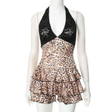 Leopard Print Lace Halter Dress image 3