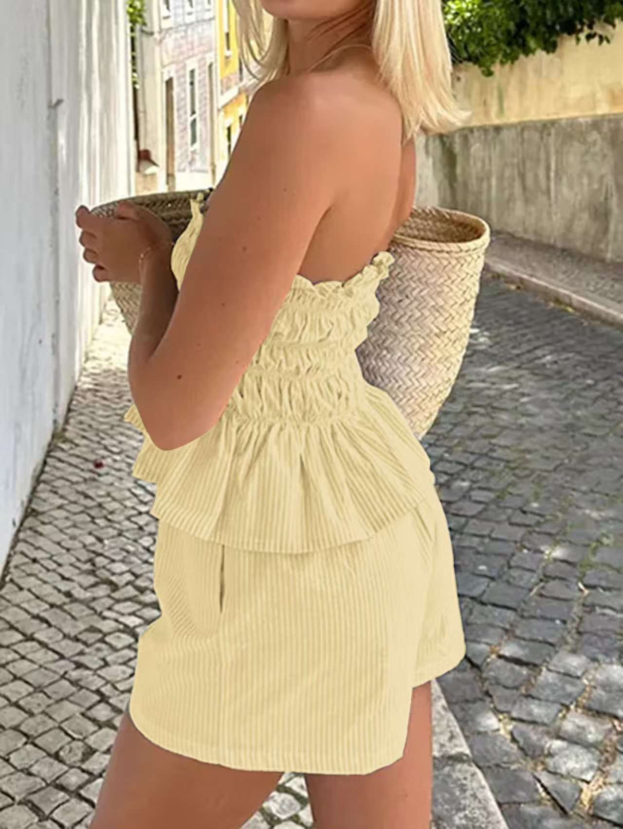 Smocked Strapless Ruffled Dress image 2