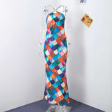 Multicolor Mermaid Scale Halter Maxi Dress image 3