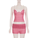 Pink Plaid Sleeveless Pajama Set image 6