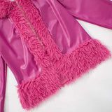 Fluff Lapel Coats Split Hem Skirt Set image 5