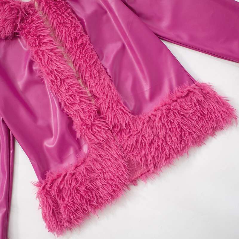 Fluff Lapel Coats Split Hem Skirt Set image 5