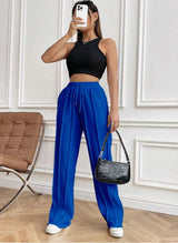 Casual Drawstring Waist Pleated Sweatpants - XL, Deep Cobalt Blue image