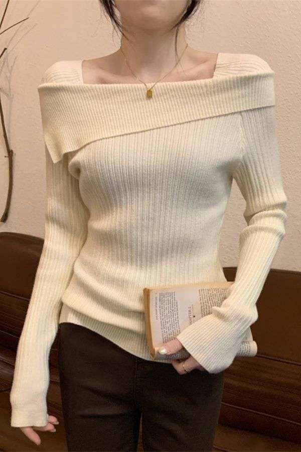 Slash Neck Off Shoulder Top - M, Champagne Beige image