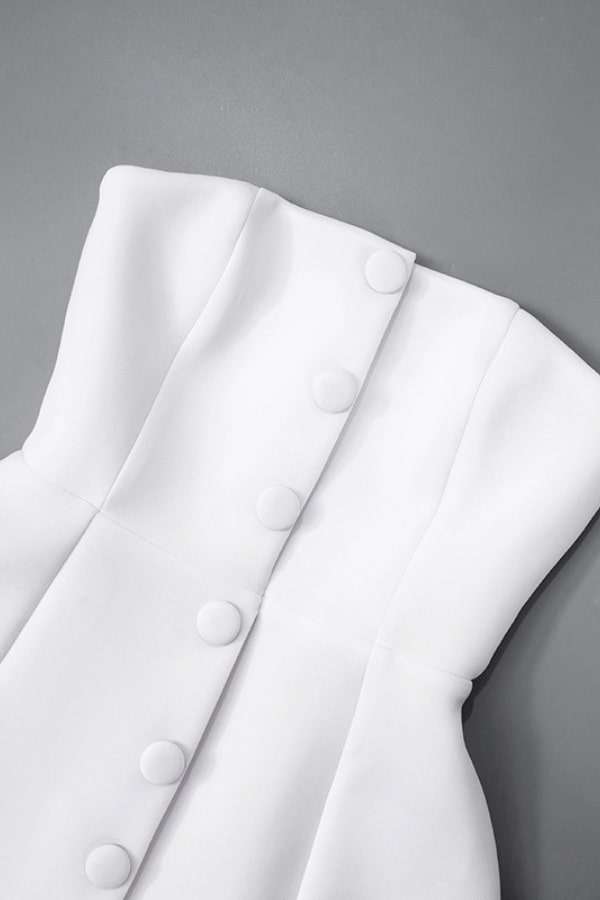 Elegant Buttoned Strapless Mini Dress image 6