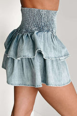 Tiered Mini Skirt with Smocked Waist image 5
