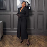 Elegant Black Double-Breasted Long Coat image 2