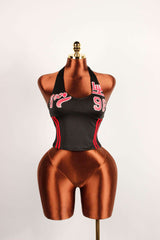 Stylish Racerback Crop Top with Number Print image 2