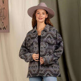 Vintage Inspired Shirt Jacket Coat - S, Multi Grey image